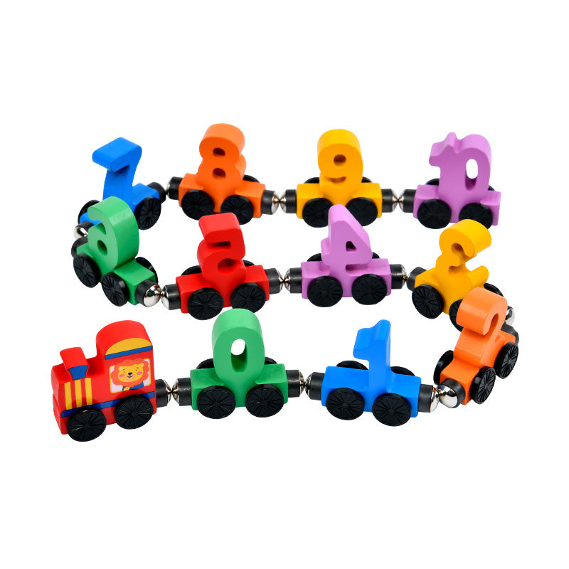 Magnetic Wooden Number Train Building Blocks – Educational Toy for Kids