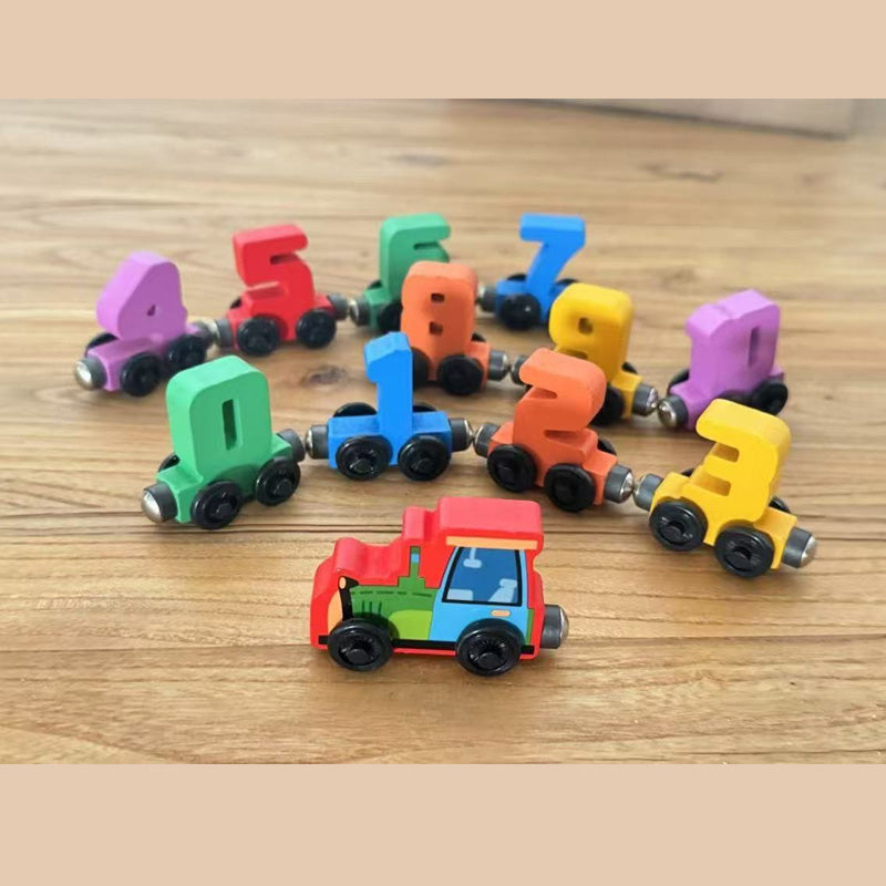 Magnetic Wooden Number Train Building Blocks – Educational Toy for Kids