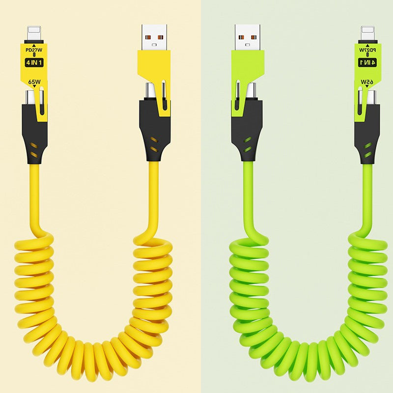 Spring Retractable 4-in-1 Charging Cable