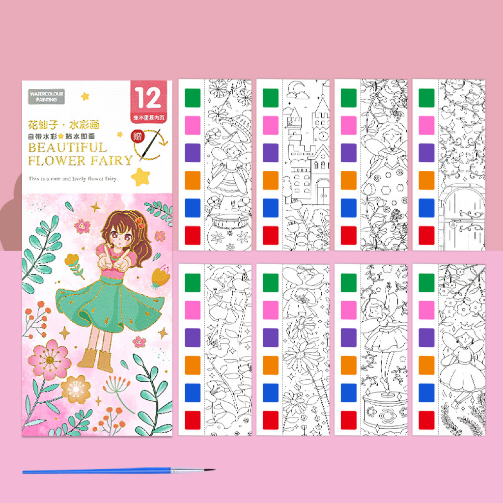 Watercolor Coloring Bookmarks for Kids, Drawing and Coloring