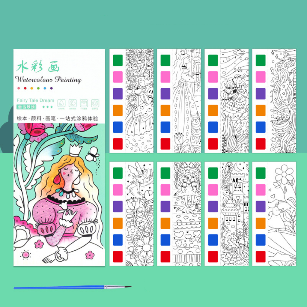 Watercolor Coloring Bookmarks for Kids, Drawing and Coloring