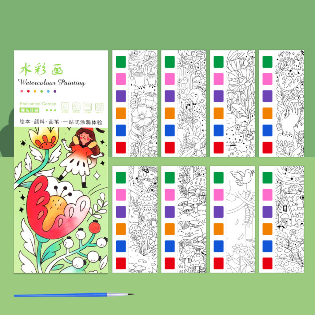 Watercolor Coloring Bookmarks for Kids, Drawing and Coloring