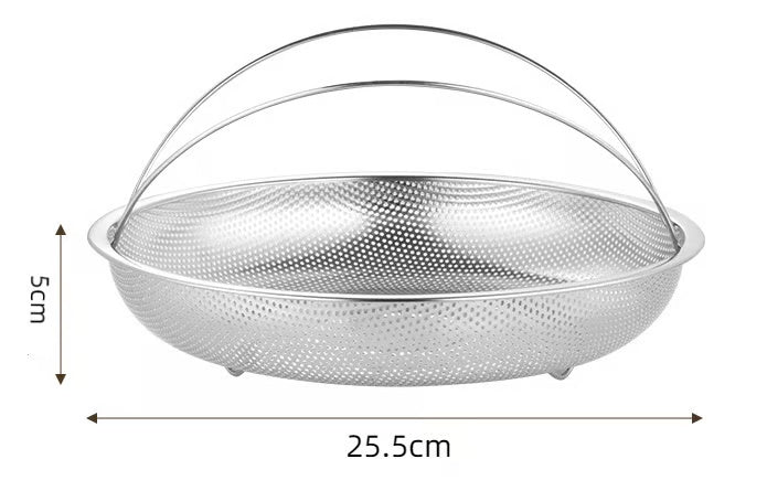 All-In-One Stainless Steel Steamer & Fry Basket – Portable with Handle & Feet, Steaming & Frying in One Basket