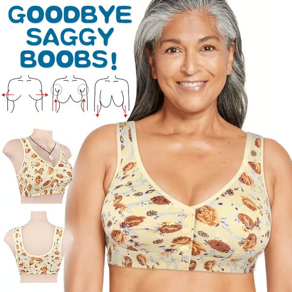 Front-Closure Printed Plus Size Wireless Bra for Women
