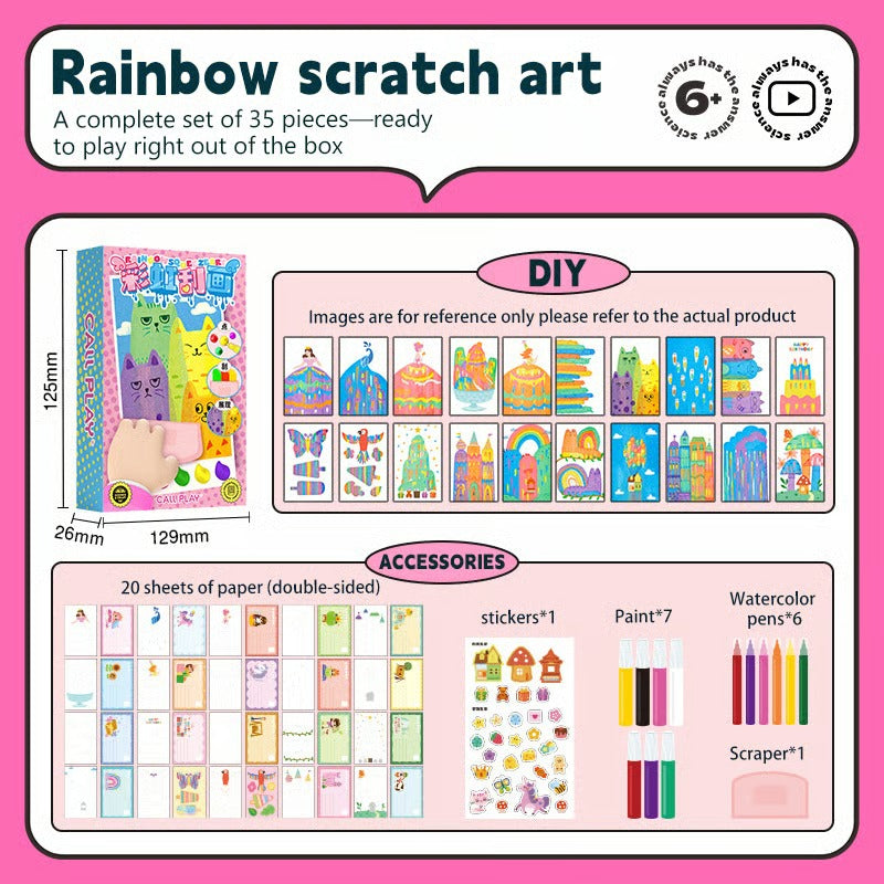 35Pcs DIY Rainbow Scratch Art
