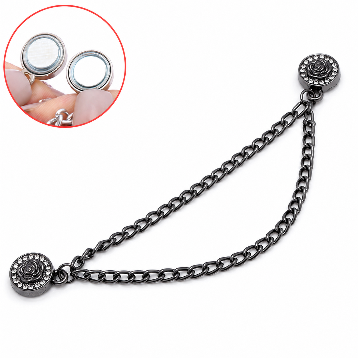 5PCS Metal Multifunctional Magnetic Clothing Chain Clips – Strong Magnetic Fasteners for Pants Legs, Hijabs, Sleeves & Shirt Hems