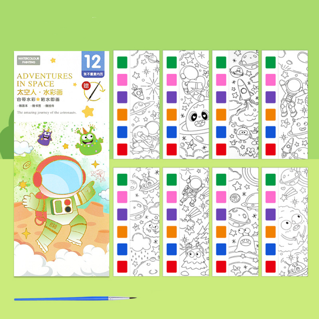 Watercolor Coloring Bookmarks for Kids, Drawing and Coloring