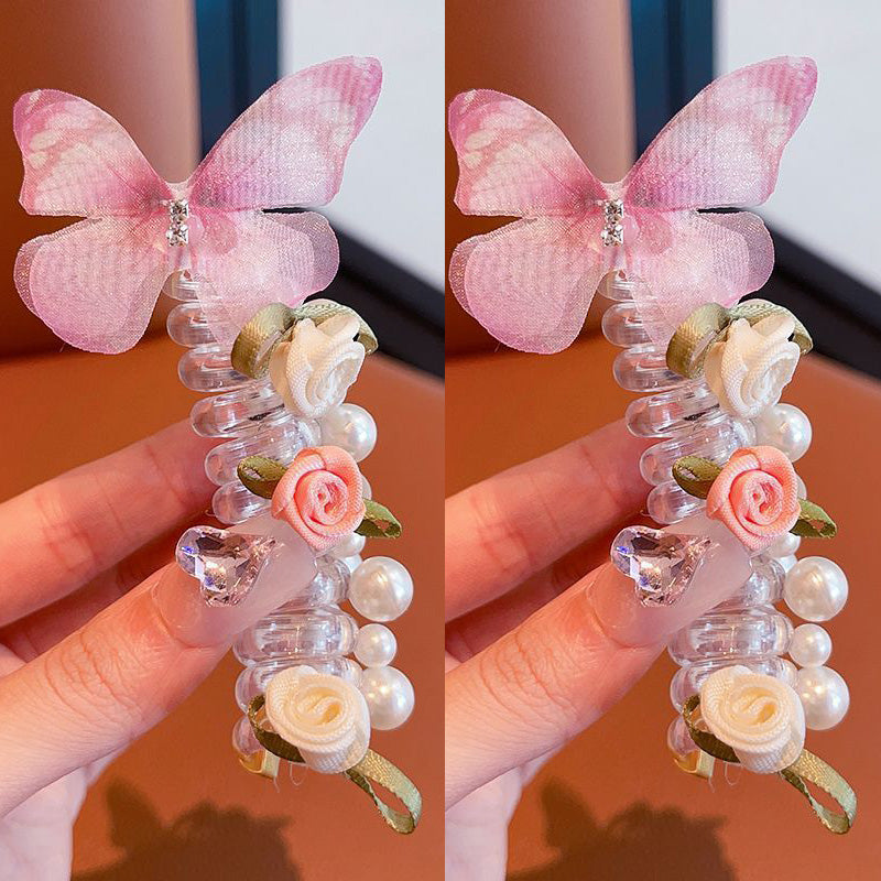 Sweet Butterfly Rose Hair Tie – Ponytail Holder & Hair Accessory