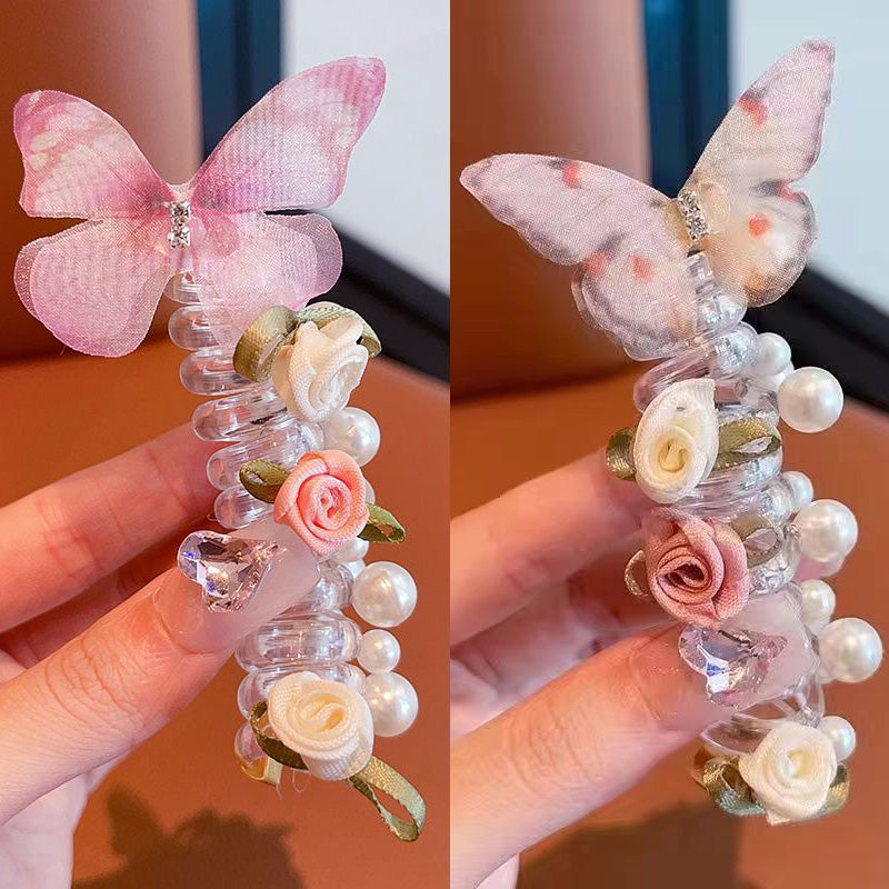 Sweet Butterfly Rose Hair Tie – Ponytail Holder & Hair Accessory