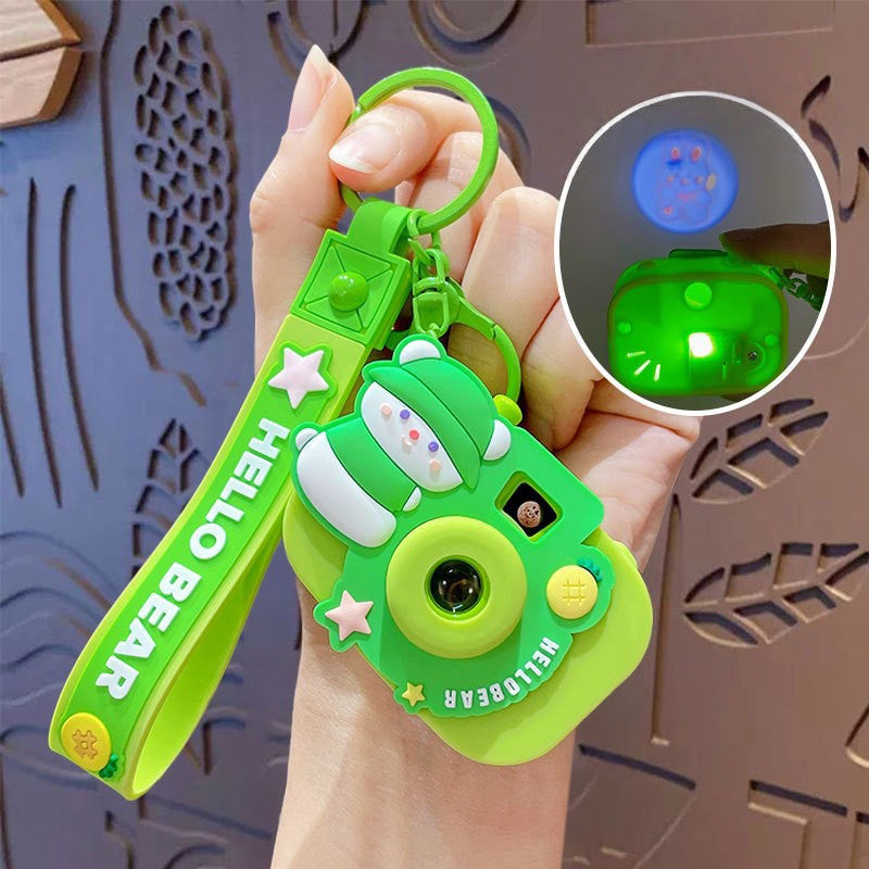 Cute cartoon projection camera keychain, creative keychain pendant