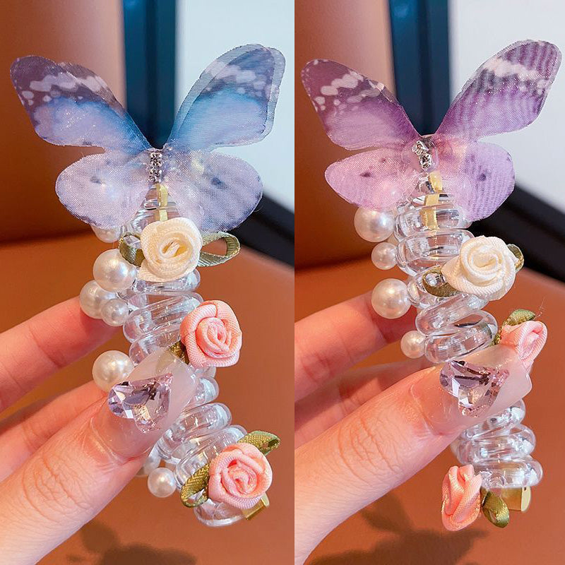 Sweet Butterfly Rose Hair Tie – Ponytail Holder & Hair Accessory