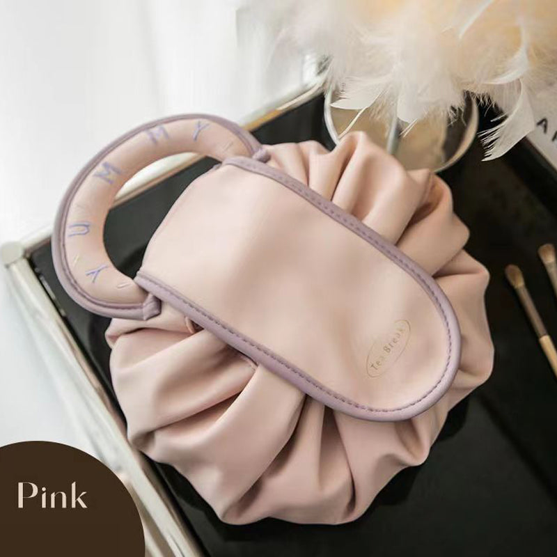 Portable Waterproof PU Leather Lazy Bag With Drawstring For Makeup