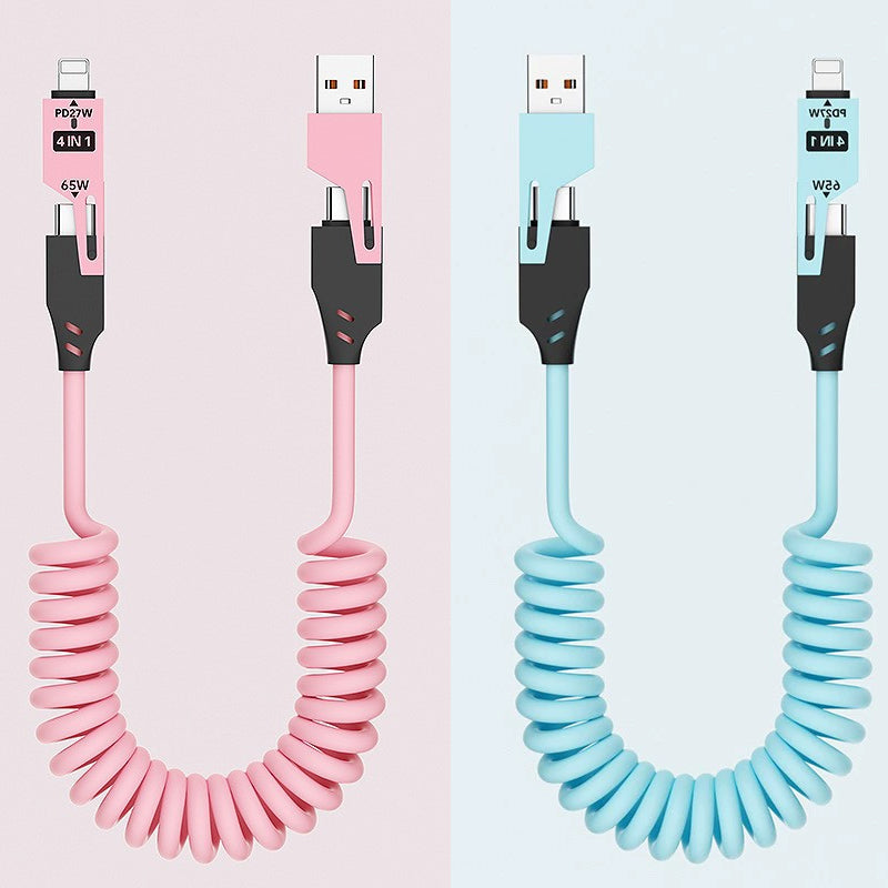 Spring Retractable 4-in-1 Charging Cable