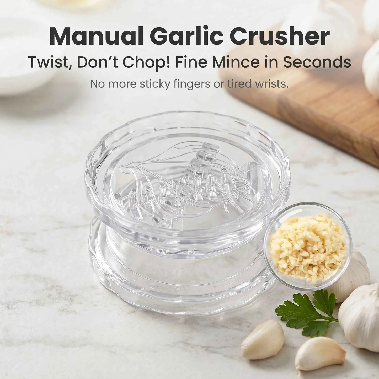 Manual Garlic Crusher – 3-Second Garlic Mincer & Ginger Grinding Tool