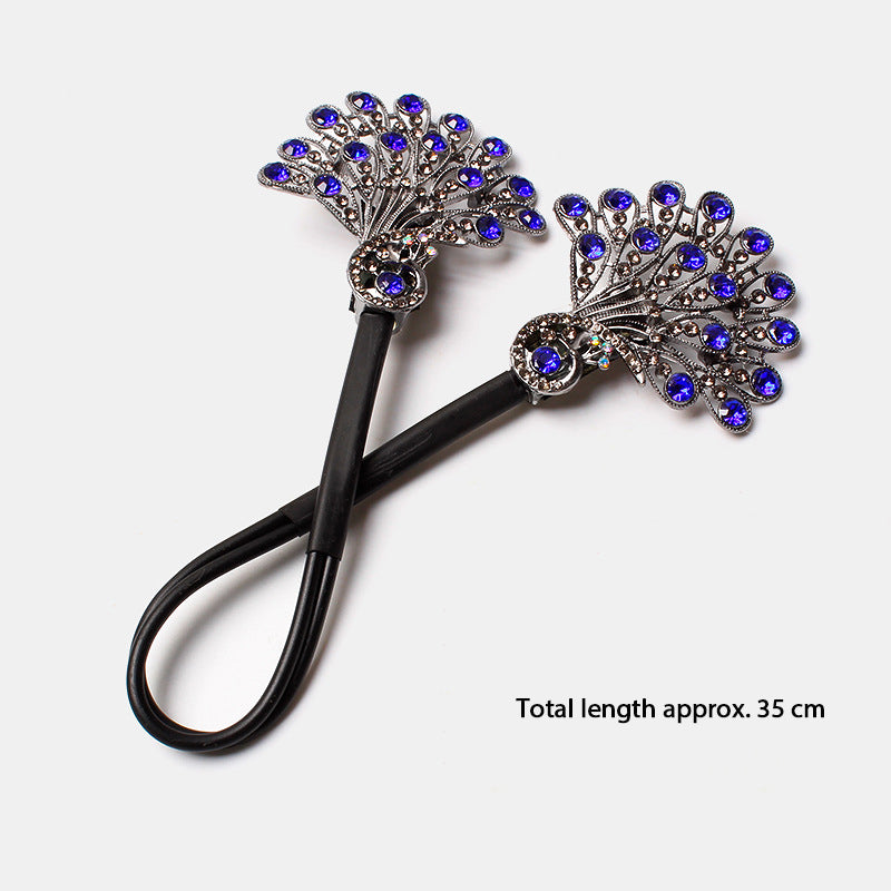 Crystal inspired peacock hair twist clip| lazy bun maker hairpin with rhinestones