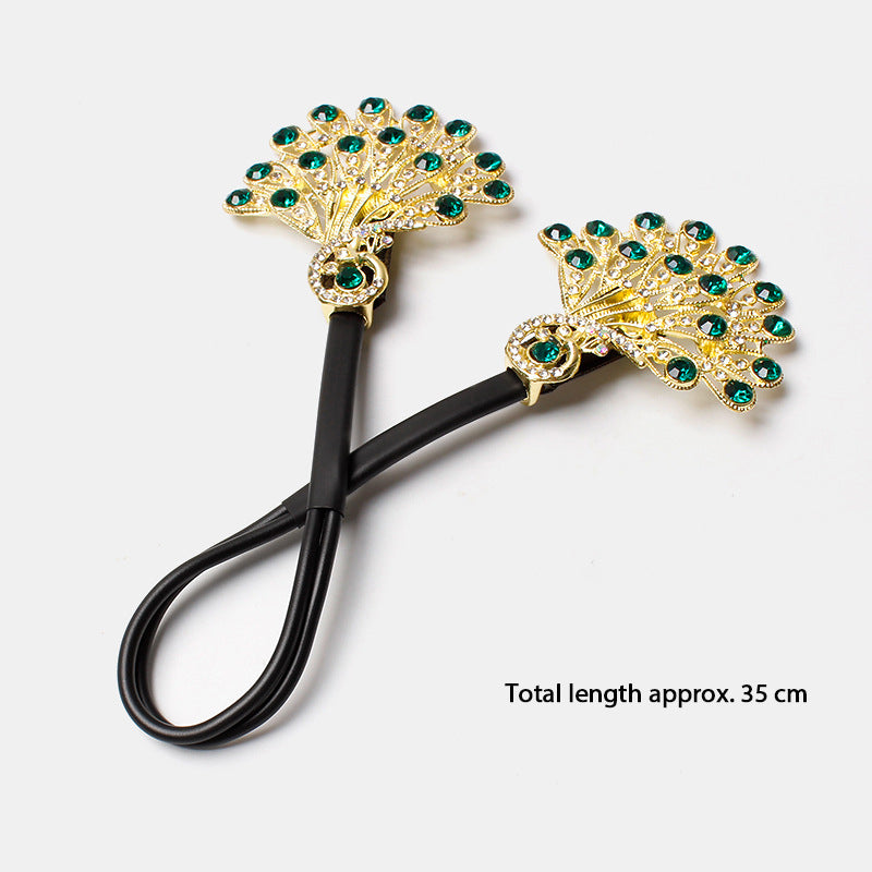 Crystal inspired peacock hair twist clip| lazy bun maker hairpin with rhinestones