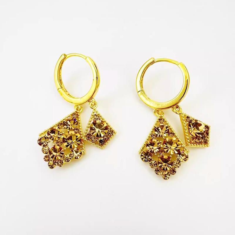 New Style Exquisite Fashion Golden French Diamond Shining Earrings