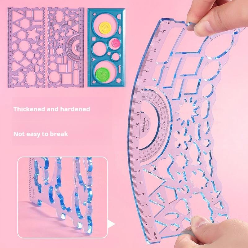7 Pcs-Multifunctional Versatile Ruler, Drawing Template Ruler, Hollow Wave Ruler for Art