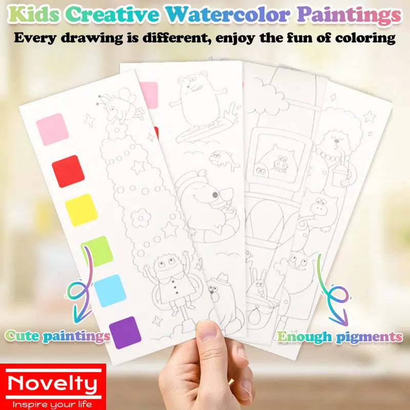 Watercolor Coloring Bookmarks for Kids, Drawing and Coloring
