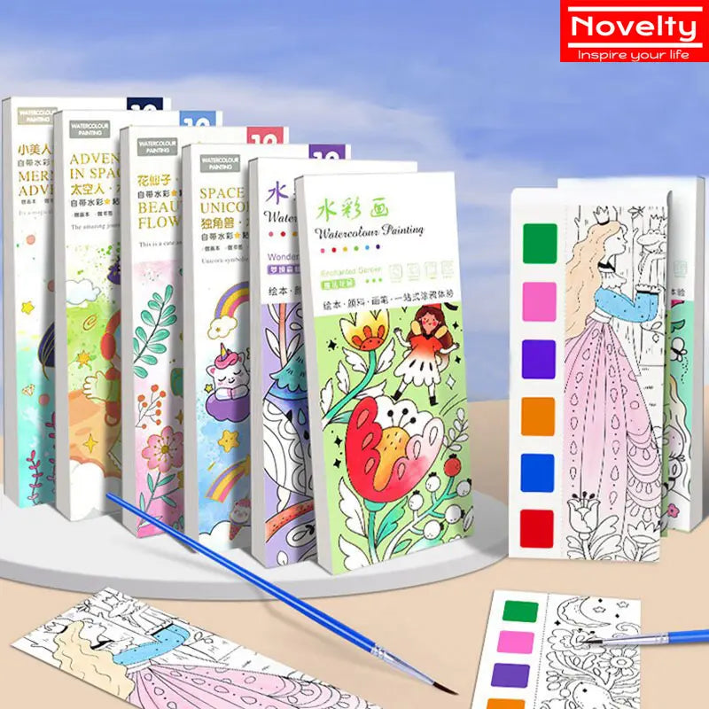 Watercolor Coloring Bookmarks for Kids, Drawing and Coloring