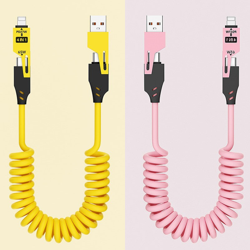 Spring Retractable 4-in-1 Charging Cable
