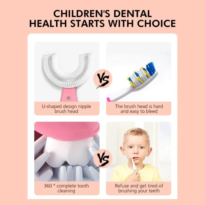 Kids U-Shaped Manual Toothbrush Baby Soft Bristle Mouthpiece Toothbrush