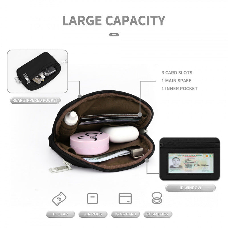 PVC Card Holder Wristlet Wallet Mini ID Purse Zipper Coin Pouch for Women Men