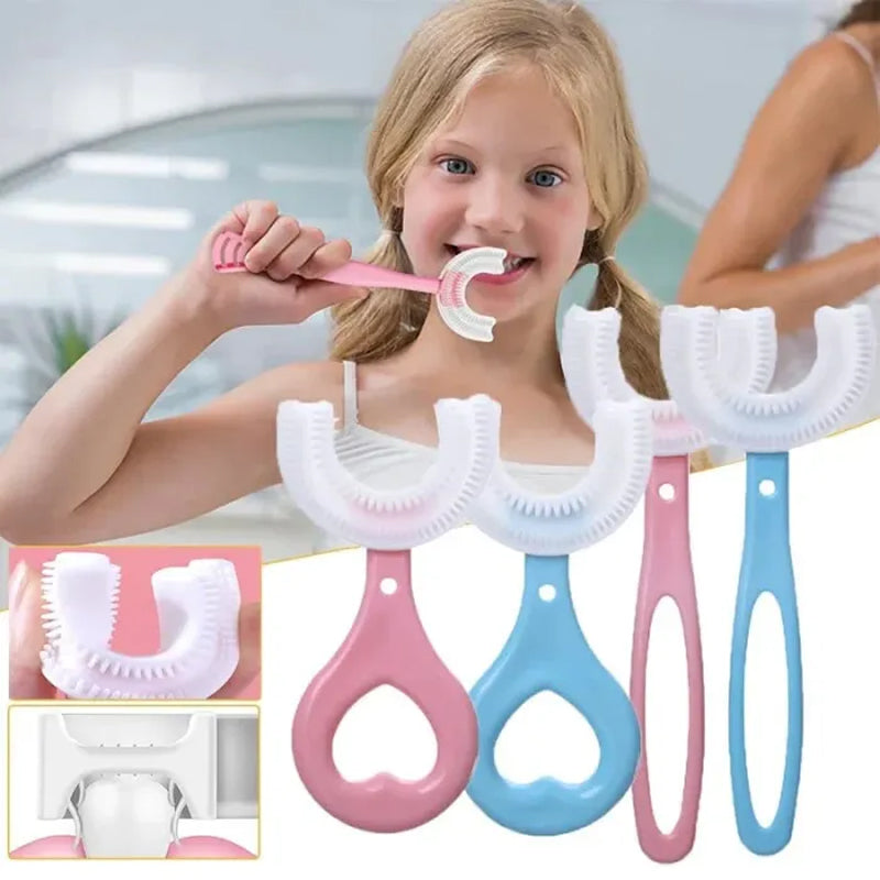 Kids U-Shaped Manual Toothbrush Baby Soft Bristle Mouthpiece Toothbrush