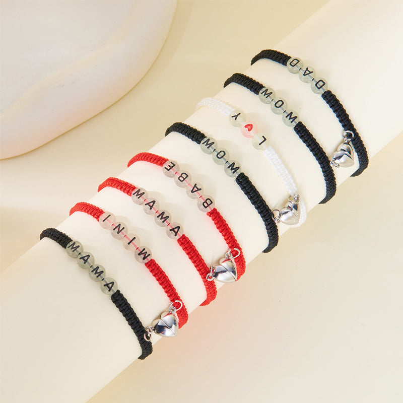 Fashion heart - shaped luminous magnetic buckle bracelet set