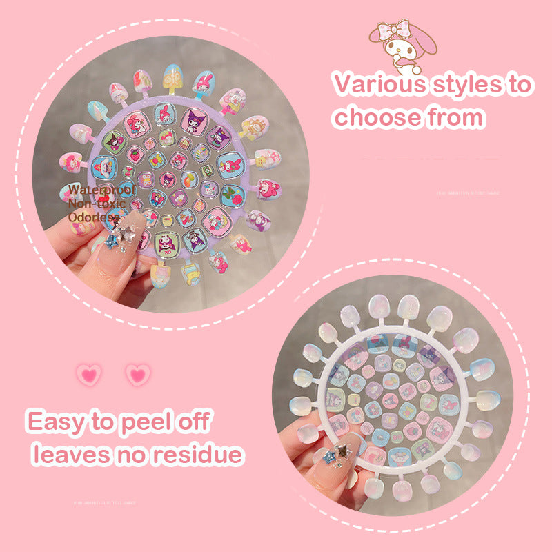 Cute Kids Nail Stickers Waterproof Non-Toxic Cartoon Nail Art Decals for Girls | Sanrio Style