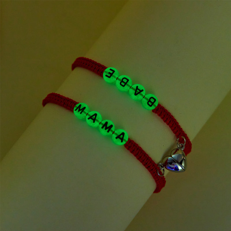 Fashion heart - shaped luminous magnetic buckle bracelet set