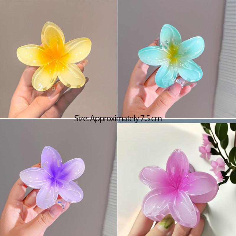 Plumeria Flower Shark Hair Claw Clip for Women – Summer Style