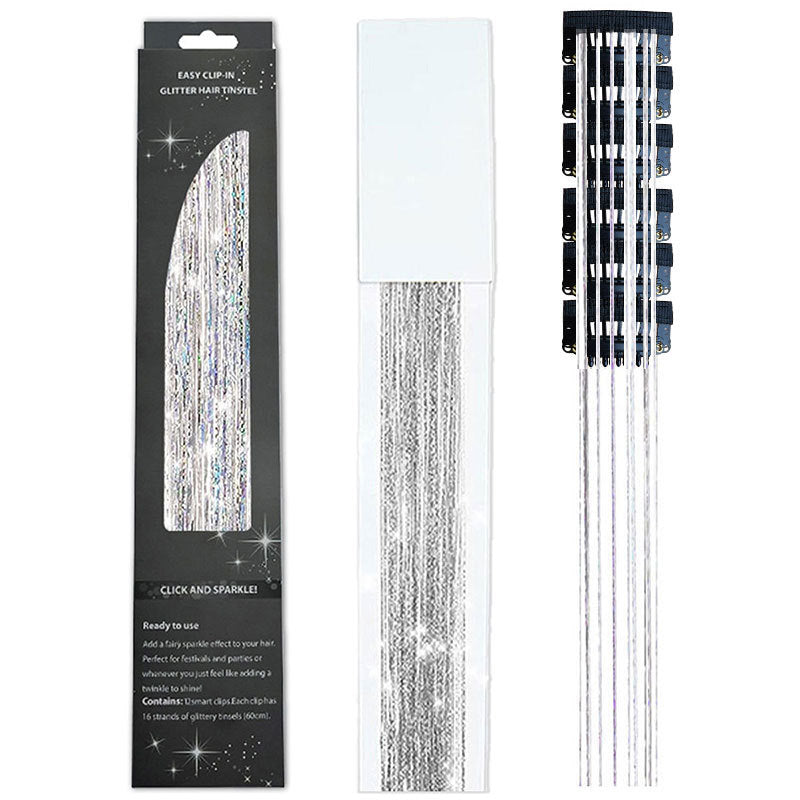 Holographic Tinsel Hair Extensions – Metallic Glitter Hair Strands Kit for DIY Party & Daily Styling