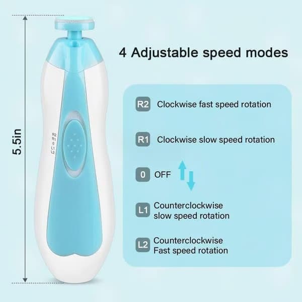 Premium LED Baby Nail Trimmer Set– Safe & Quiet Electric File with Light