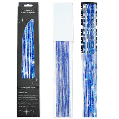 Holographic Tinsel Hair Extensions – Metallic Glitter Hair Strands Kit for DIY Party & Daily Styling