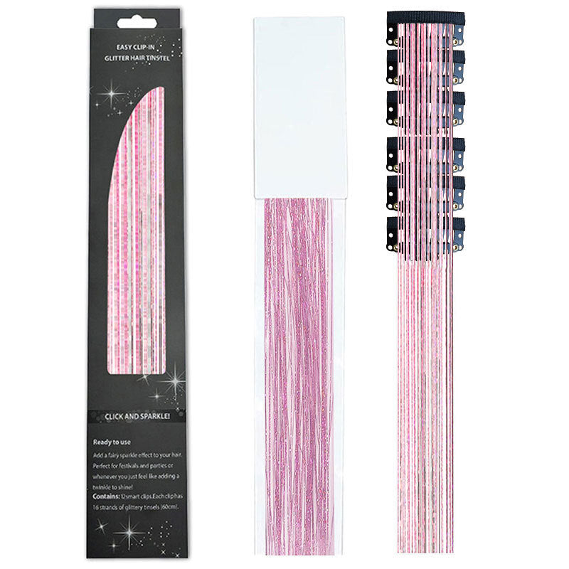 Holographic Tinsel Hair Extensions – Metallic Glitter Hair Strands Kit for DIY Party & Daily Styling