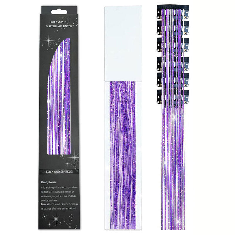 Holographic Tinsel Hair Extensions – Metallic Glitter Hair Strands Kit for DIY Party & Daily Styling