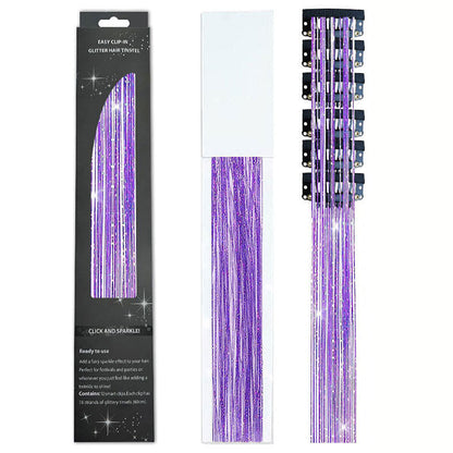 Holographic Tinsel Hair Extensions – Metallic Glitter Hair Strands Kit for DIY Party & Daily Styling