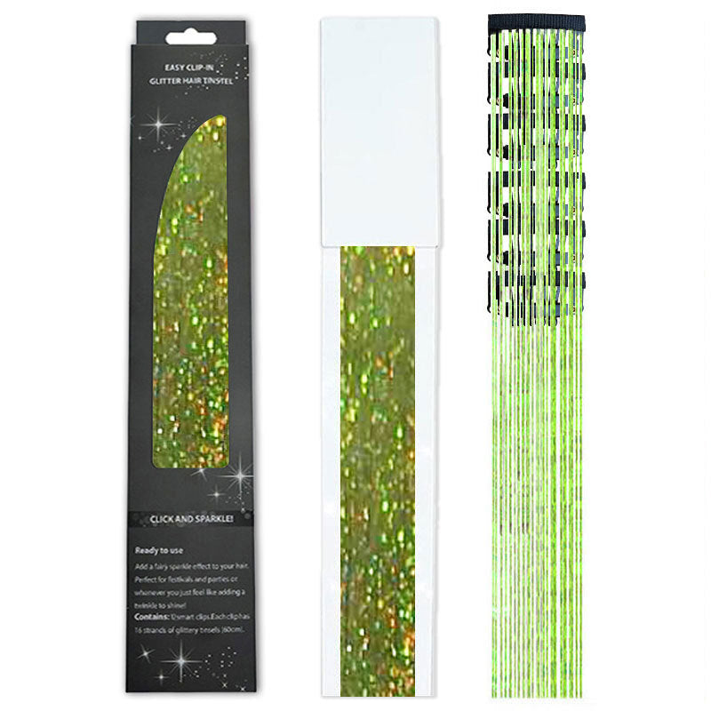 Holographic Tinsel Hair Extensions – Metallic Glitter Hair Strands Kit for DIY Party & Daily Styling