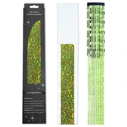 Holographic Tinsel Hair Extensions – Metallic Glitter Hair Strands Kit for DIY Party & Daily Styling