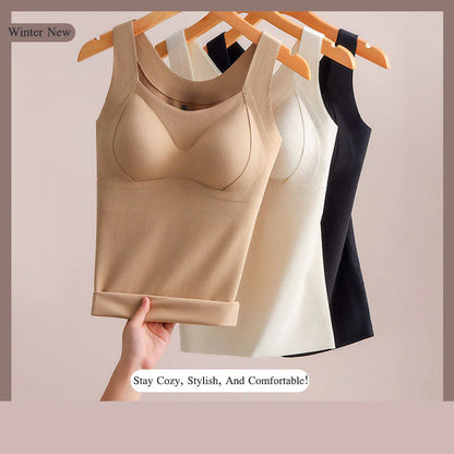 Women's Thermal Tank Tops With Built-in Bra，Suitable for autumn and winter