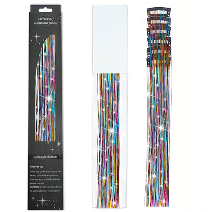Holographic Tinsel Hair Extensions – Metallic Glitter Hair Strands Kit for DIY Party & Daily Styling