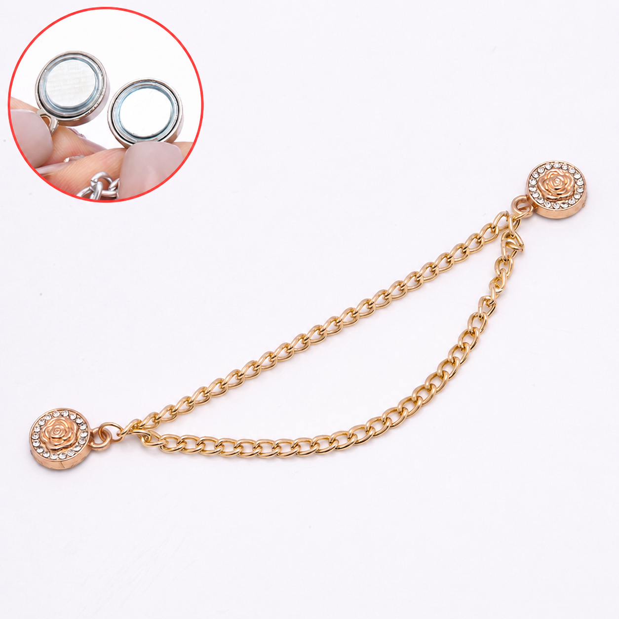 5PCS Metal Multifunctional Magnetic Clothing Chain Clips – Strong Magnetic Fasteners for Pants Legs, Hijabs, Sleeves & Shirt Hems