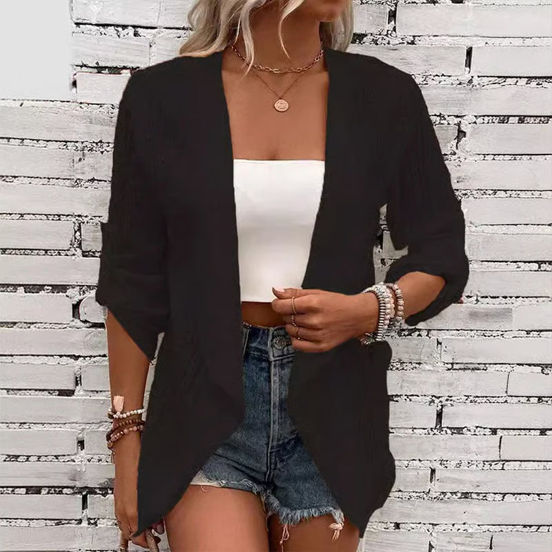 Women's Casual Textured Open Front Cardigan