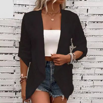 Women's Casual Textured Open Front Cardigan