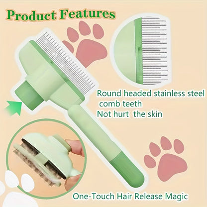 Portable Self-Cleaning Pet Brush – Comfortable Grooming Comb for Cats, Dogs & Small Pets