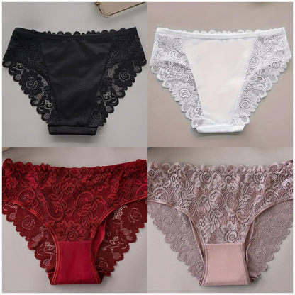 4pcs Women'S Floral Lace Underwear