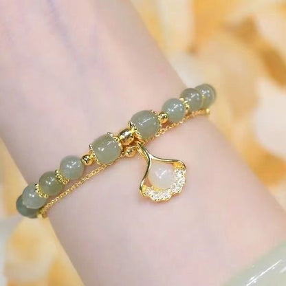 Hetian Jade Gold Leaf Bracelet