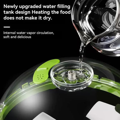 Microwave Splatter Cover with Steamer – Clear, Built-in Steaming Tray
