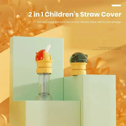 Kids Water Bottle Spout Conversion Cap with Straw – Universal Fit for Juice & Water Bottles, Spill-Proof Flip Top for Toddlers & Children